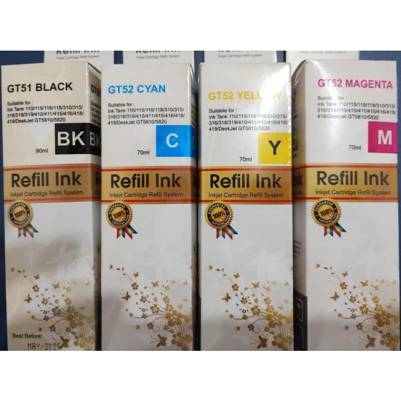 REFIL DE TINTA COMPATÍVEL GT51/52 - Para HP